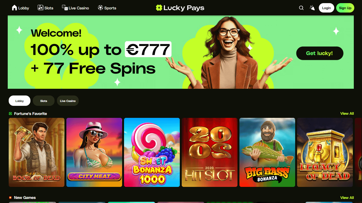 Lucky Pays Casino Desktop screenshot